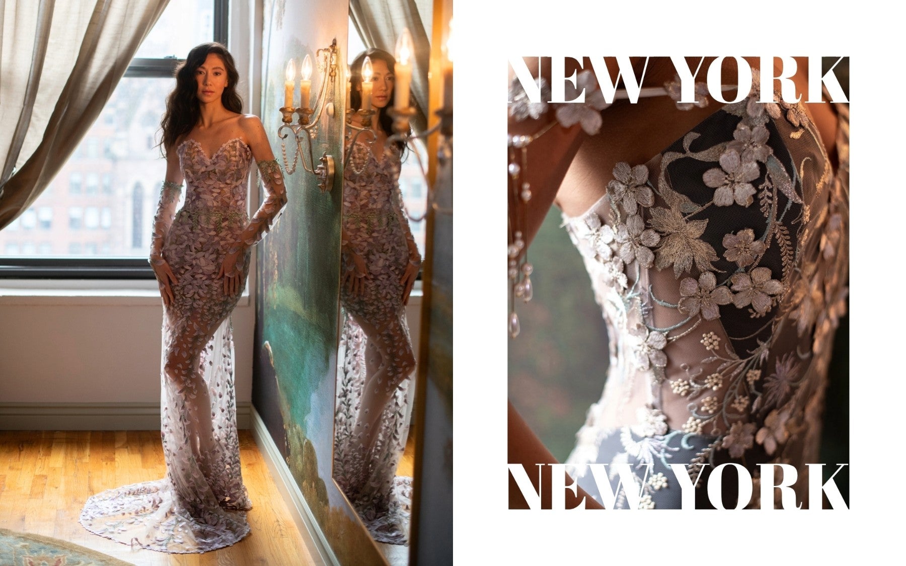 Colorful and unique wedding dress creations Fujiblossom and Lunaria in New York. See the collection in New York. 