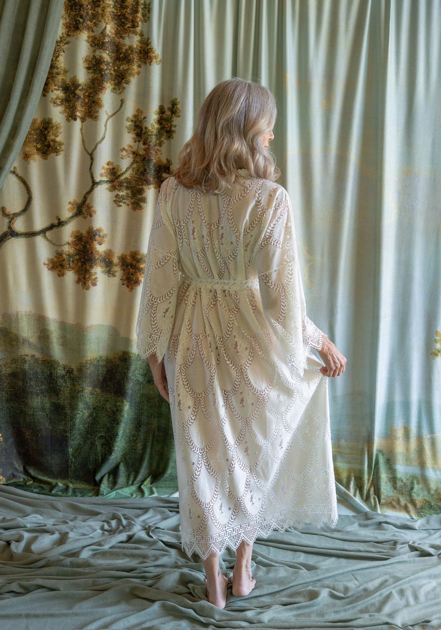 Toscana Boho Ivory & Cream Lace Kimono Robe | Claire Pettibone Toscana Boho Ivory & Cream Lace Kimono Robe | Claire Pettibone