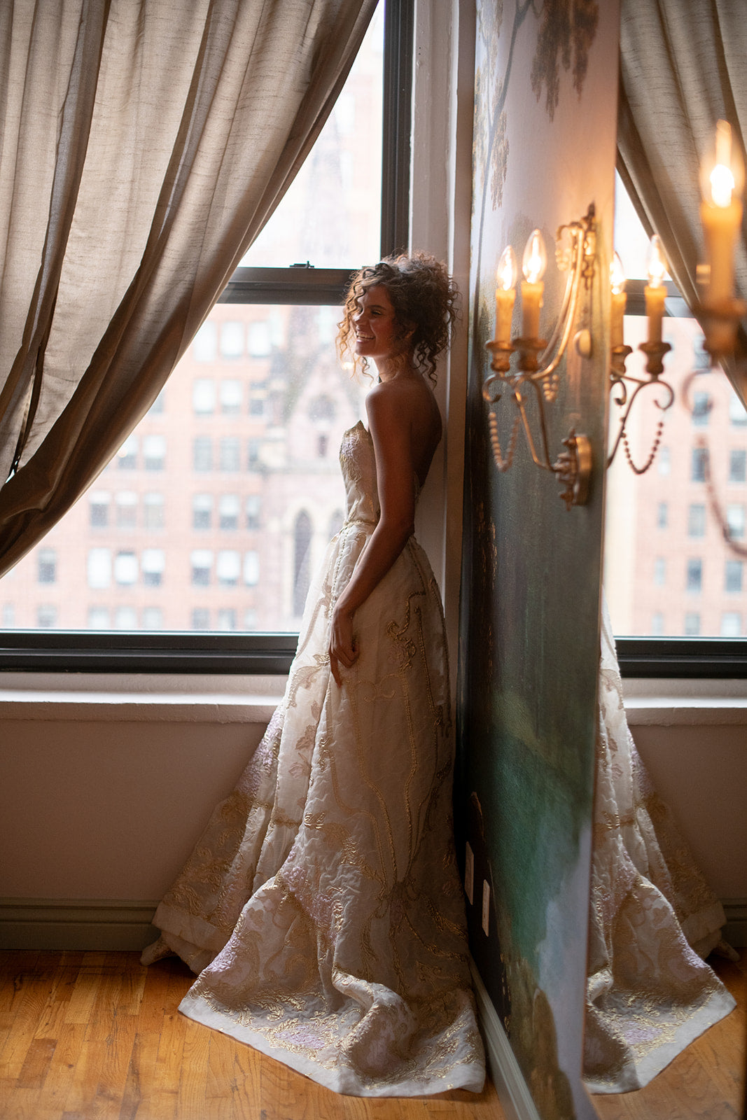 Dsire Wedding Gown Elegant Ivory Silk Organza & Gold Lace Trim Gown Dsire Wedding Gown Elegant Ivory Silk Organza & Gold Lace Trim Gown