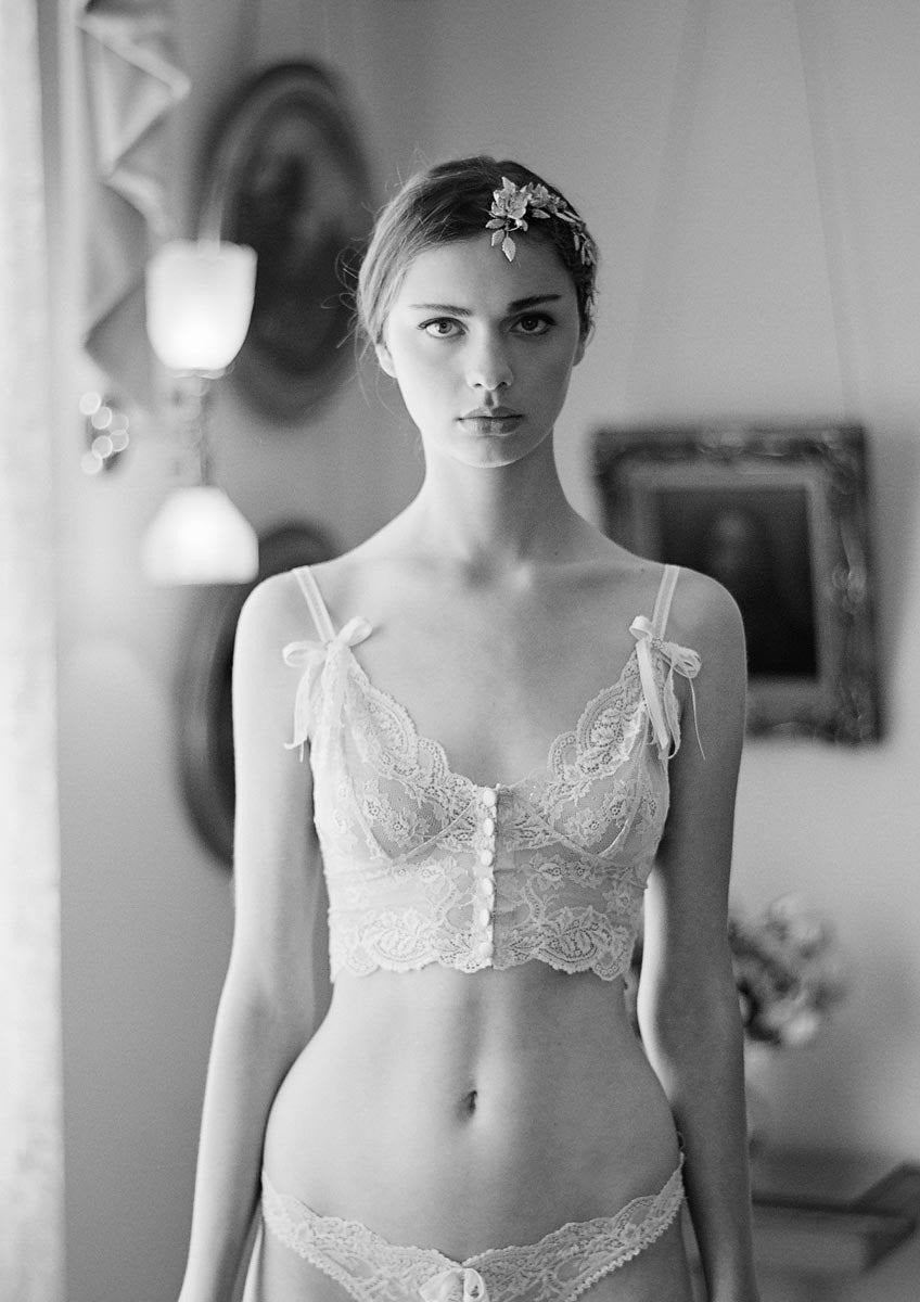 Bridal Lingerie Set With Strappy Lace Bralette and White High Waisted  Knickers -  Denmark