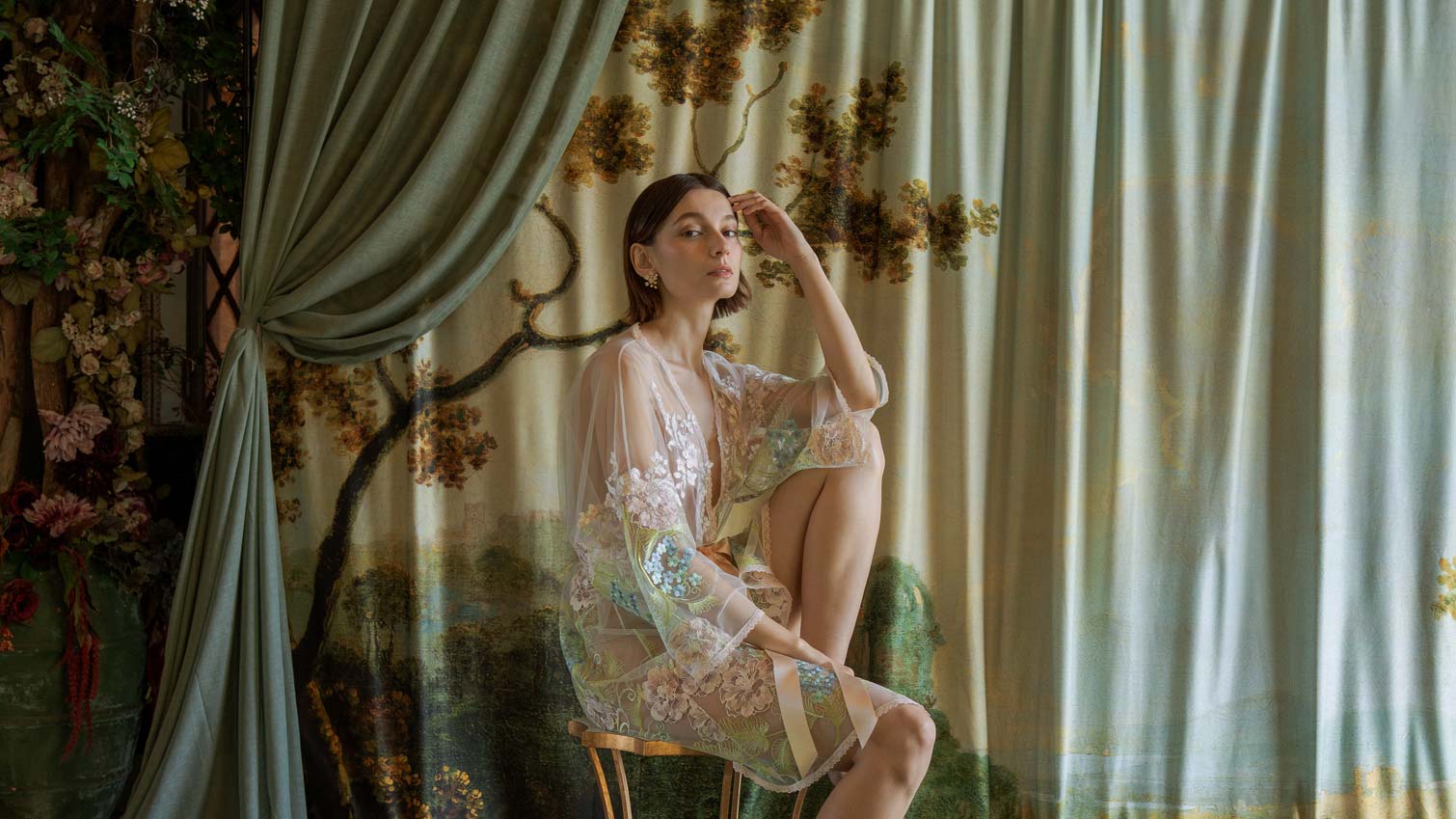 Maia Multi Color Embroidered Kimono Designer Claire Pettibone 