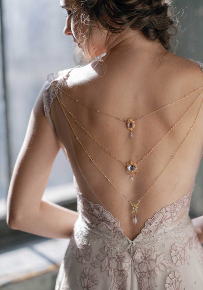 Wedding Dress bridal accessory Adorned Neckless with Amethyst Gown Open Back bridal gown