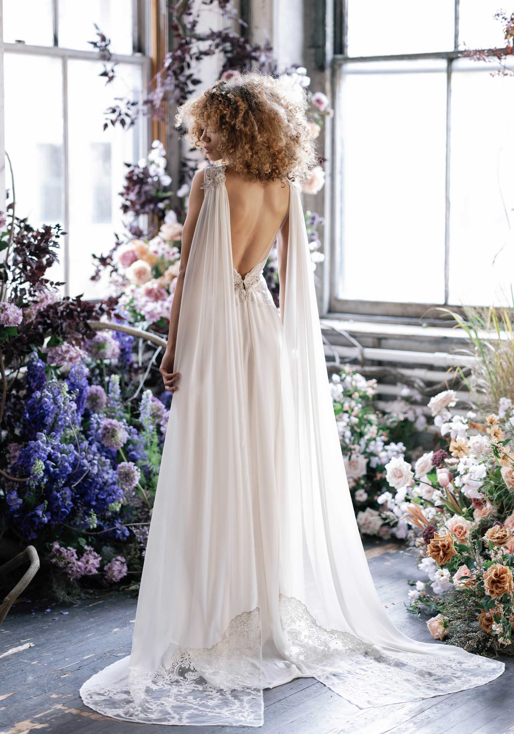 Amulet A-Line Wedding Dress with Open Back Claire Pettibone Design