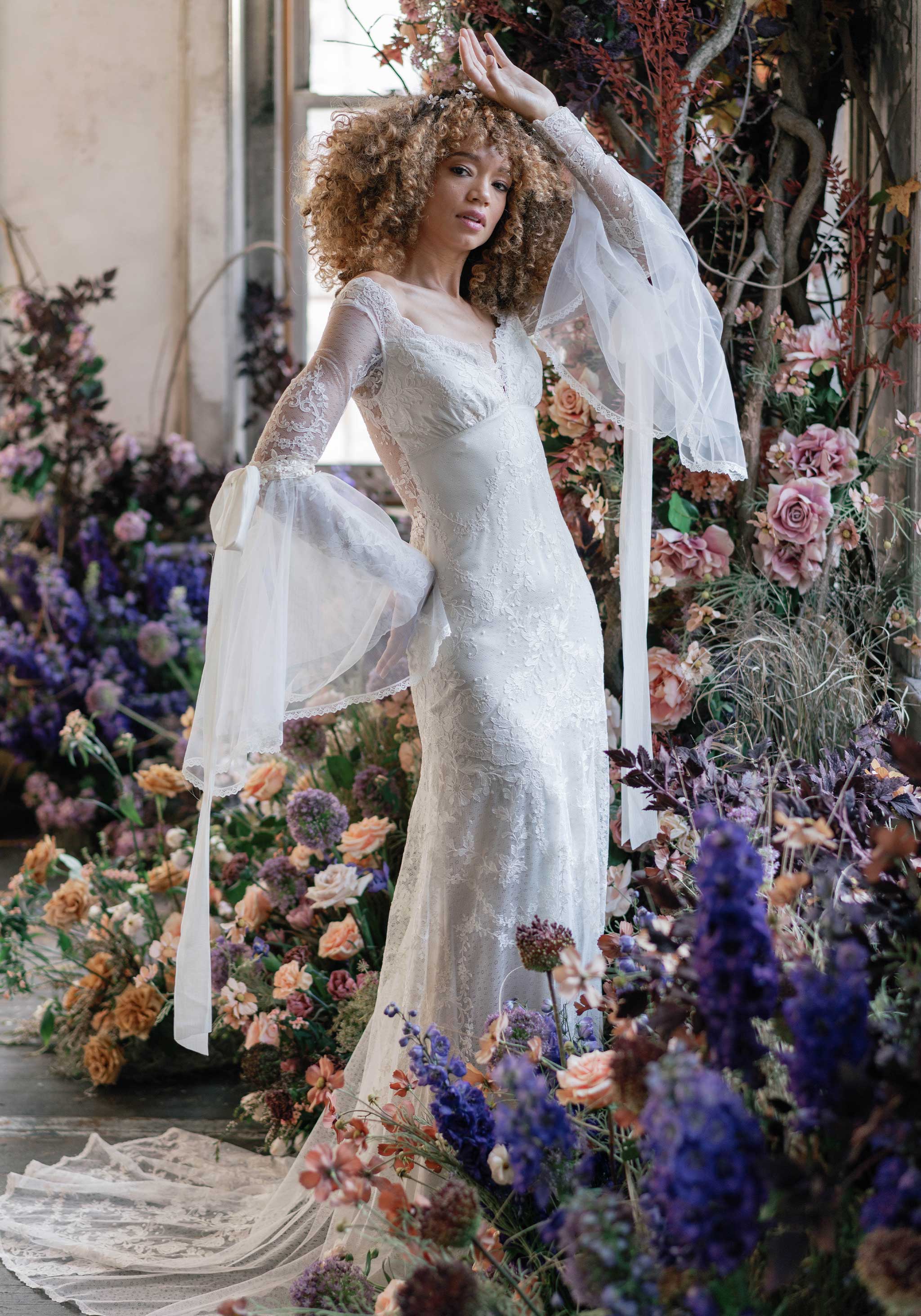 Arabesque Romantic lace wedding dress designed by Claire Pettibone