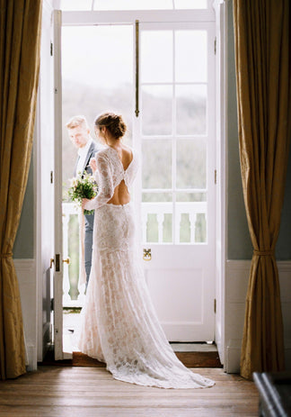 Beverly Vintage Long Sleeve Lace Wedding Dress | Claire Pettibone ...
