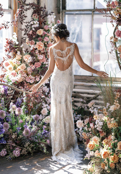 Low Back Lace Wedding Dress Briolette by designed by Claire Pettibone