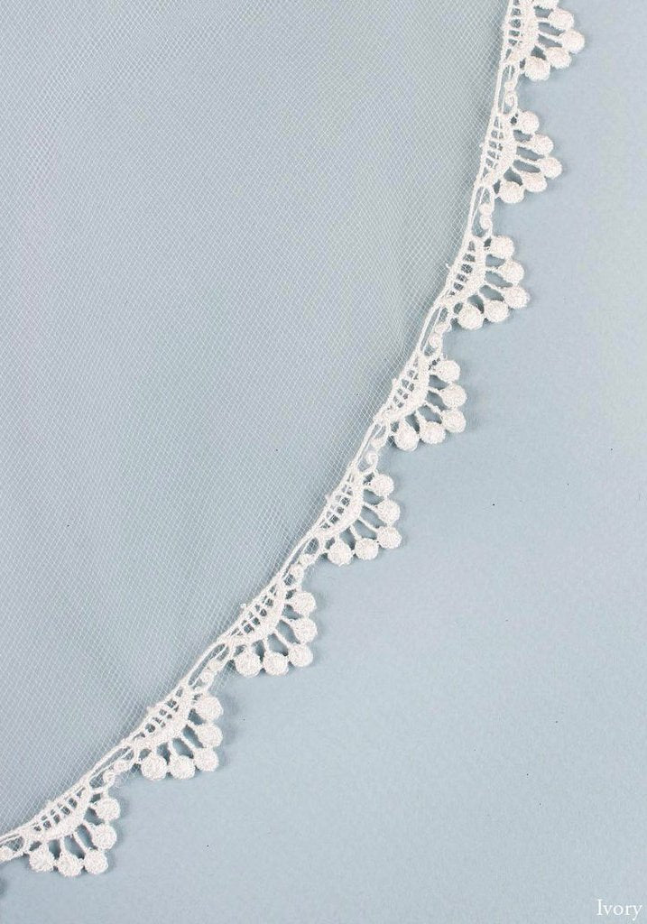 Claire Pettibone Accessories Kristene Lace Edge Veil | Scalloped Lace Veil | Claire Pettibone Ivory / Waterfall Cathedral (94/239cm)