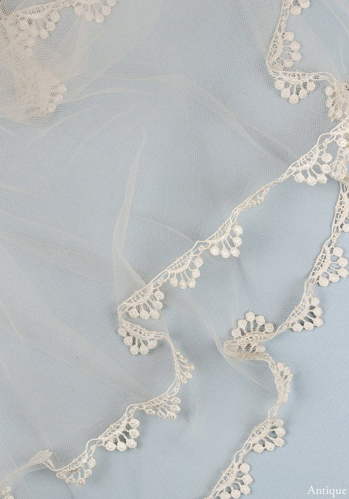Claire Pettibone Accessories Odessa Embellished Lace Veil | Scalloped Lace Veil | Claire Pettibone Ivory/Blush / Waterfall Cathedral (94/239cm)