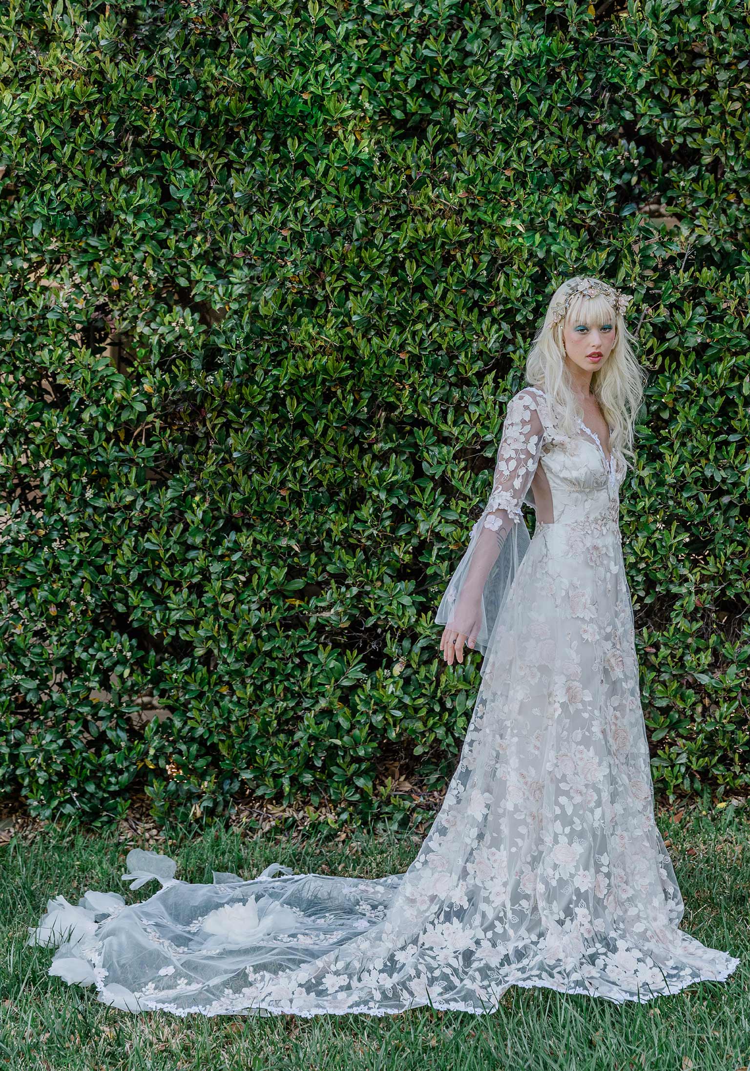 Cherry Blossom A line Wedding Dress with Floral Detail