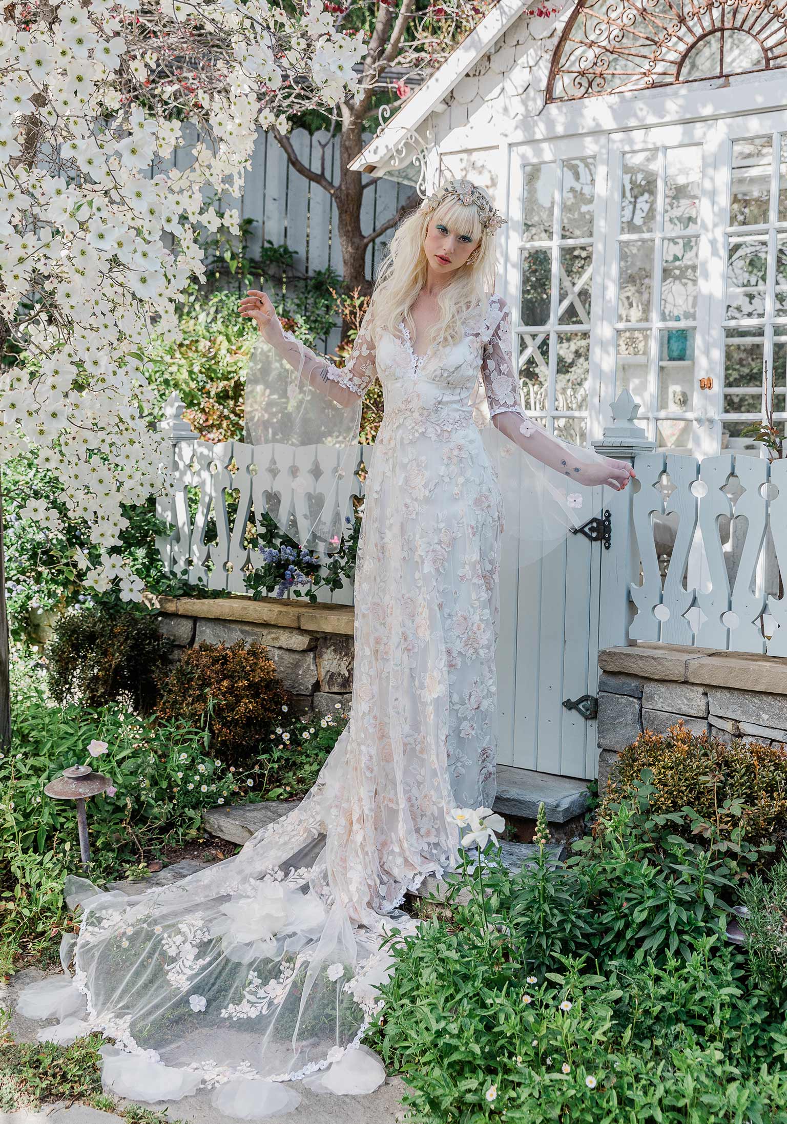 Cherry Blossom A-line Wedding Dress with Floral Detail