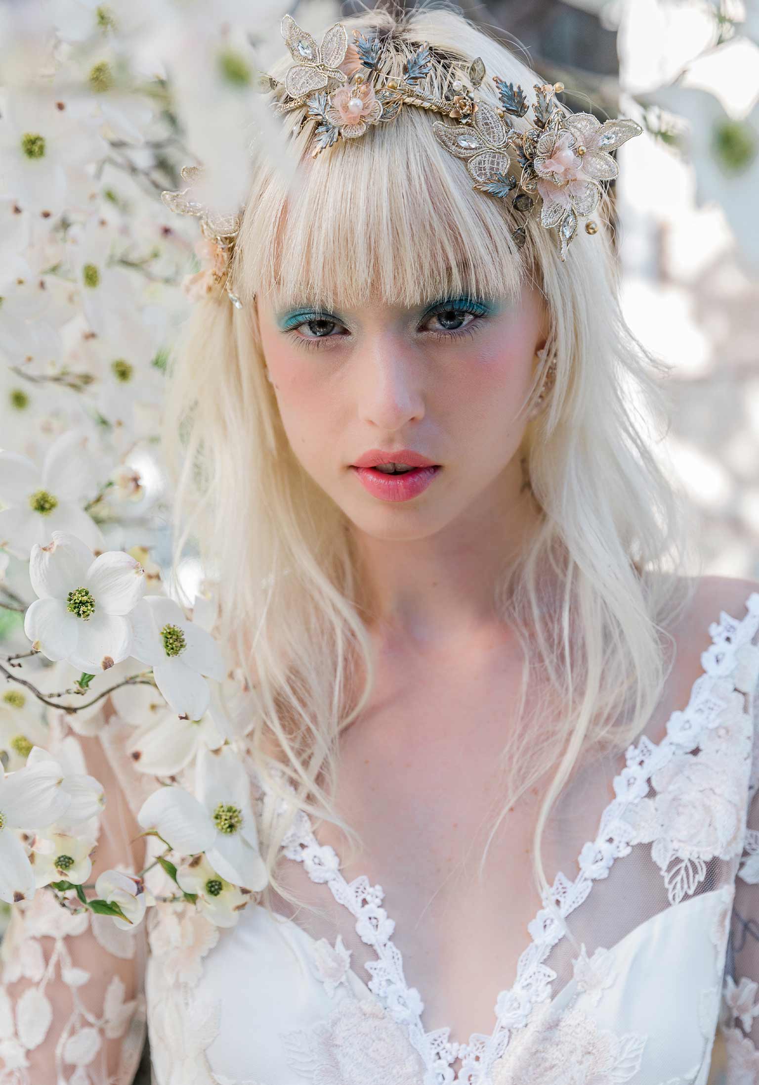 Detail of Cherry Blossom Wedding Dress designed by Claire Pettibone