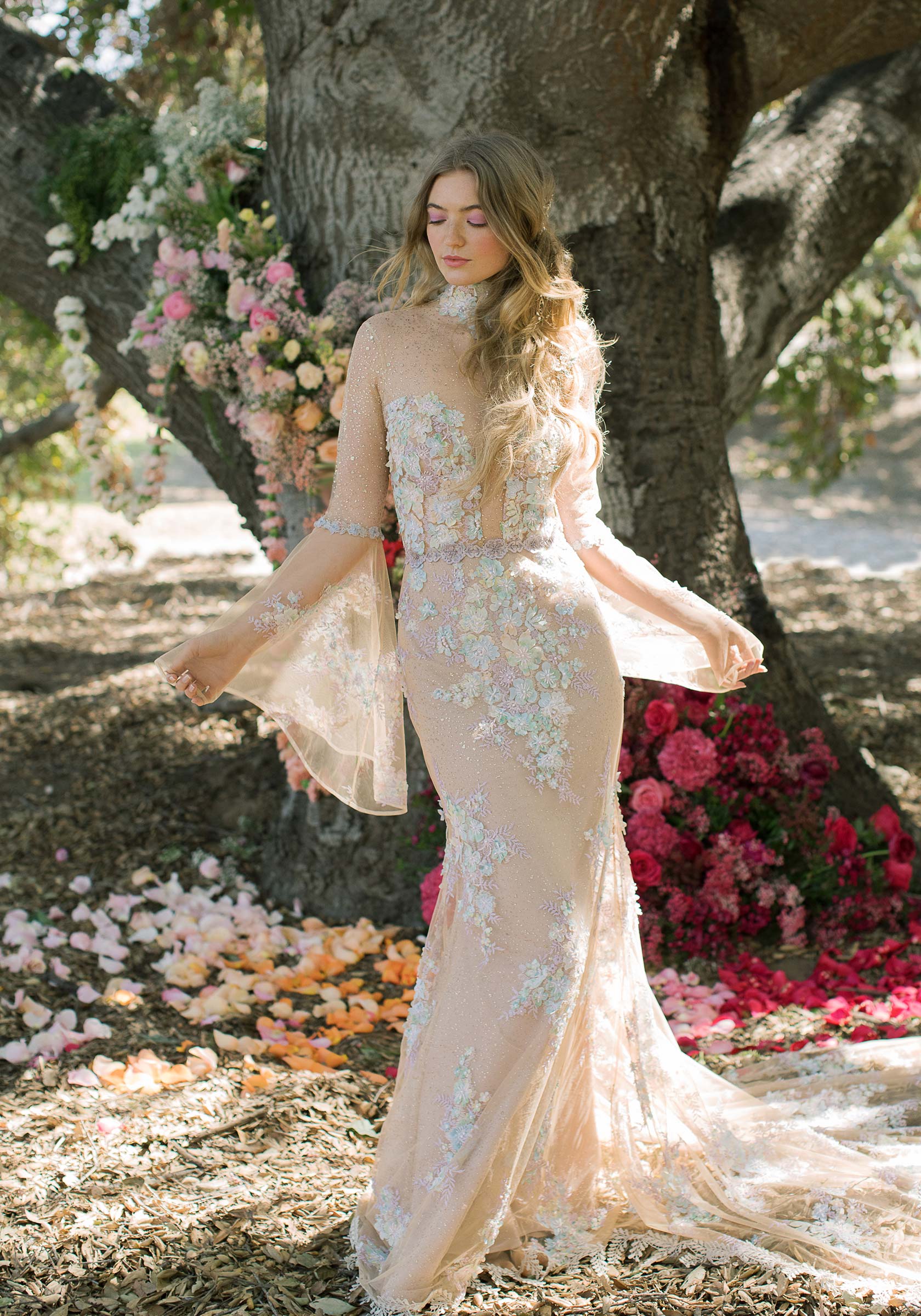 venus dresses Sample Sale Fit and Flare Goddess Bridal Gown by Claire Pettibone GL-04.24.25 Toddler Baby Tutu Dress pack for your next Color:DARK INDIGO MULTI