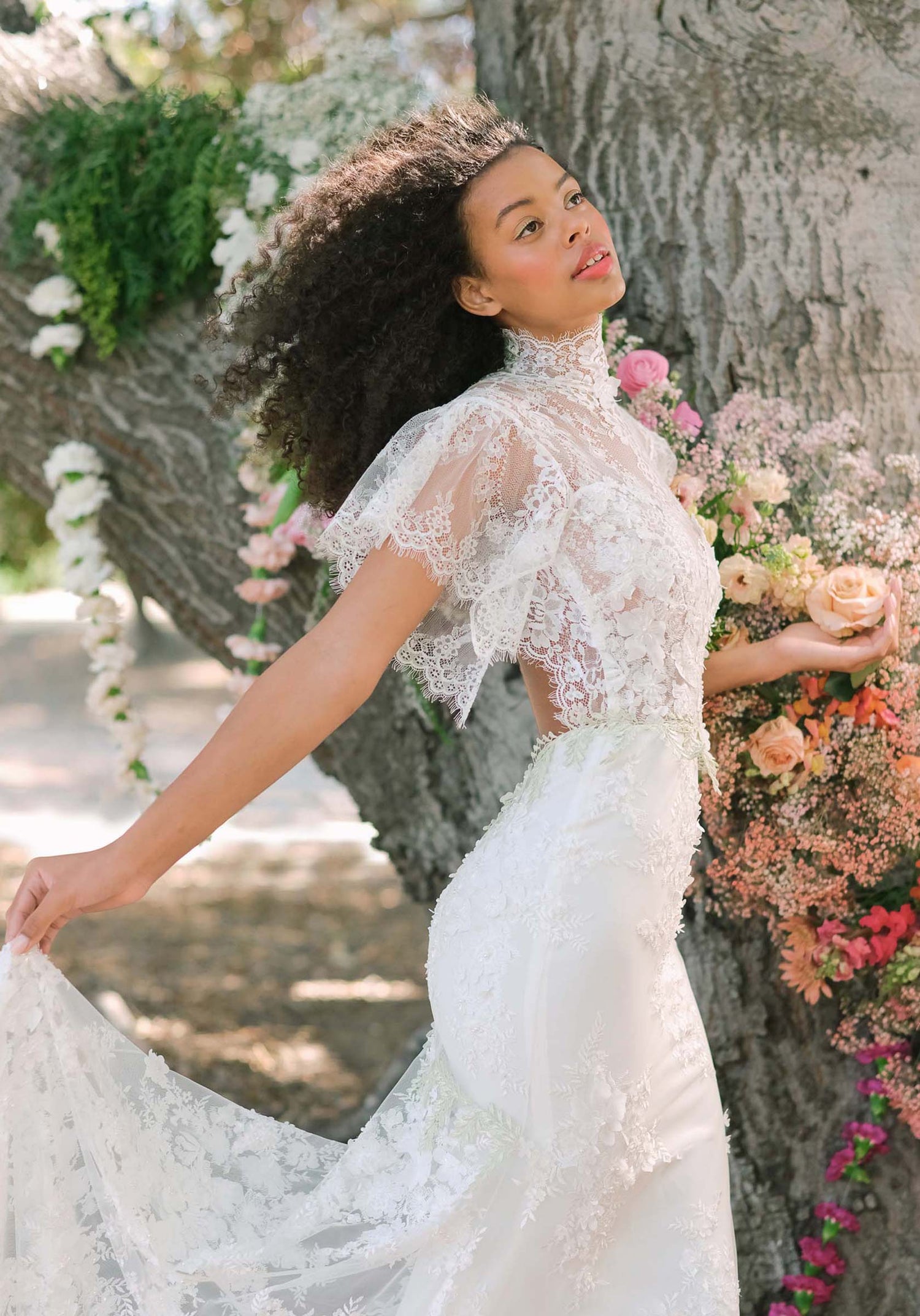 Couture Wedding Dress with Geometric Lace