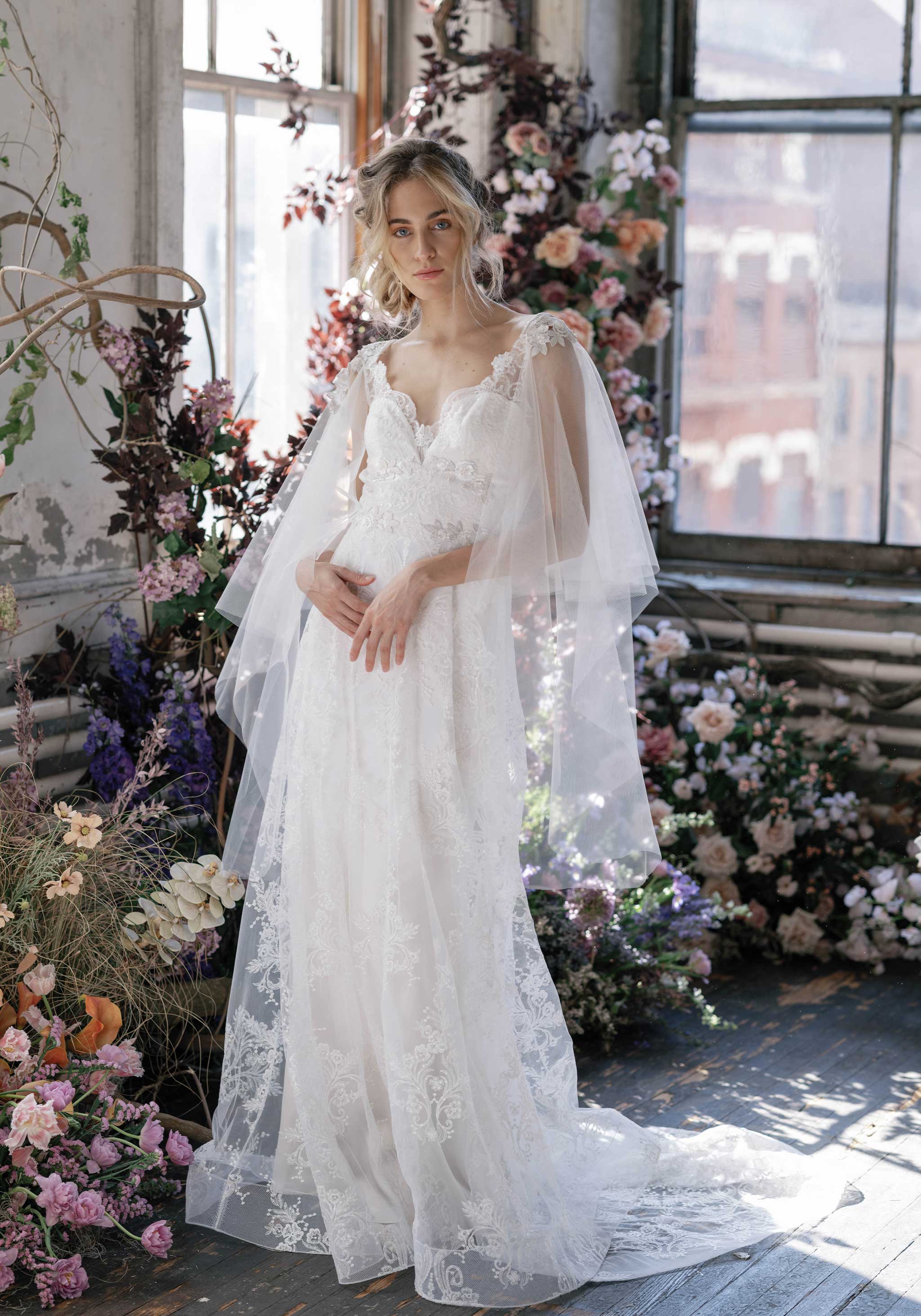 Crystal Iridescent Embroidered Floral Wedding Dress Claire Pettibone ...