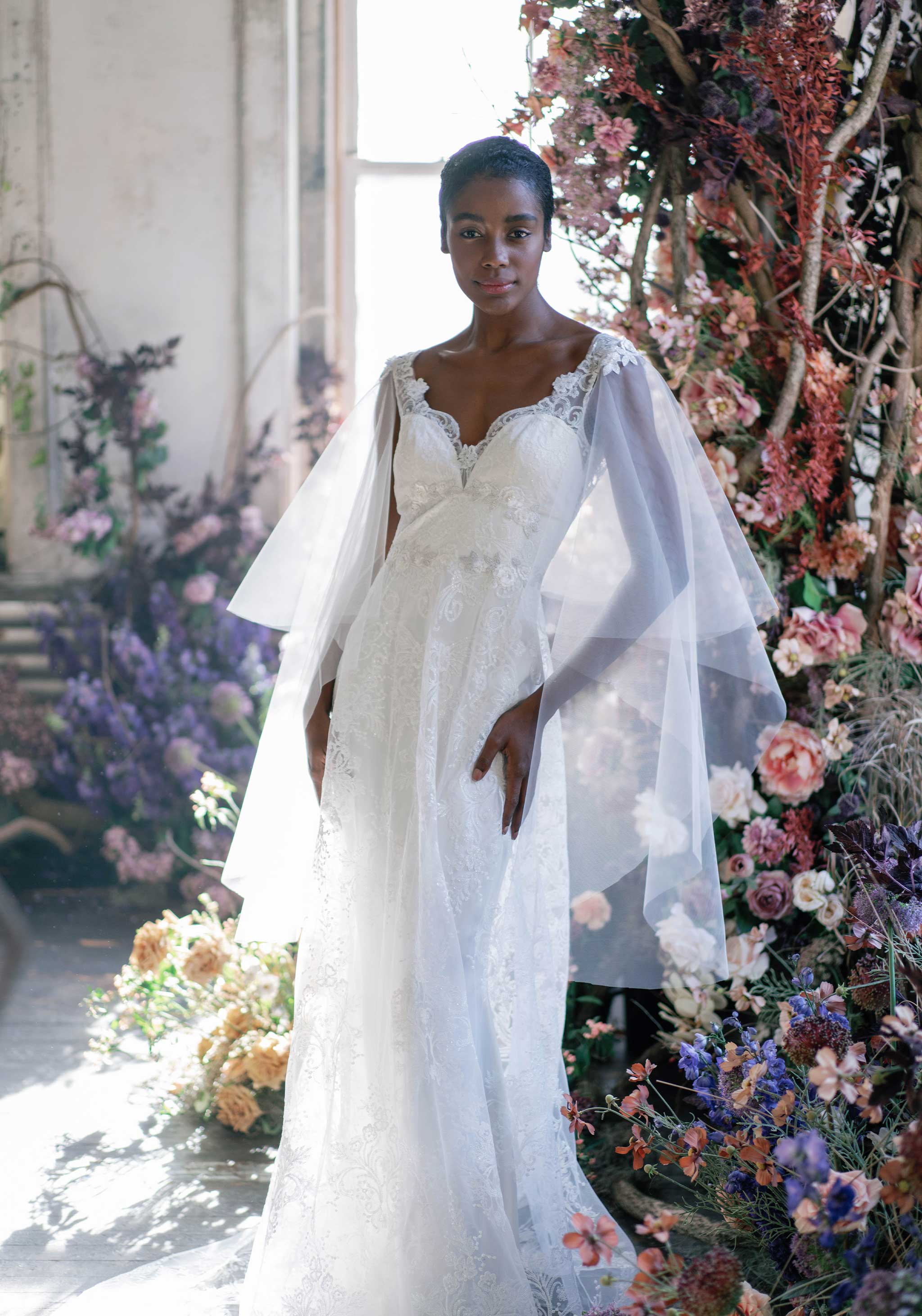 Crystal Embroidered Floral Wedding Dress Design by Claire Pettibone