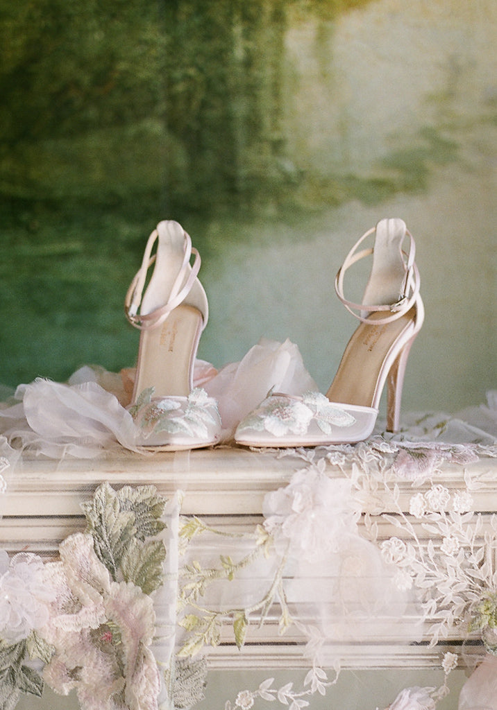 Embroidered Floral Wedding Shoes | Claire Pettibone