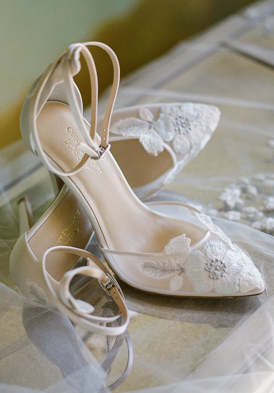 Freya Vintage Style Wedding Shoes with Blue and Silver – Claire Pettibone Design Atelier