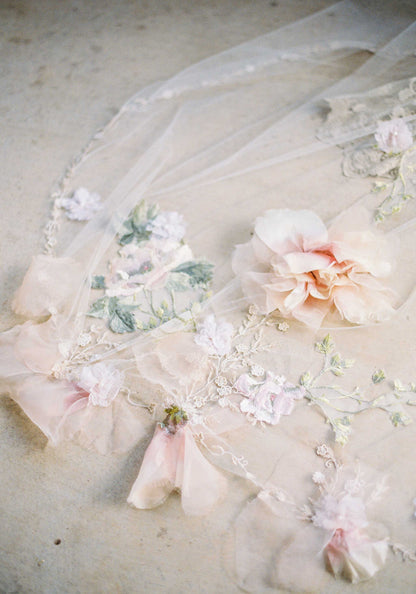 Silk flower veil 