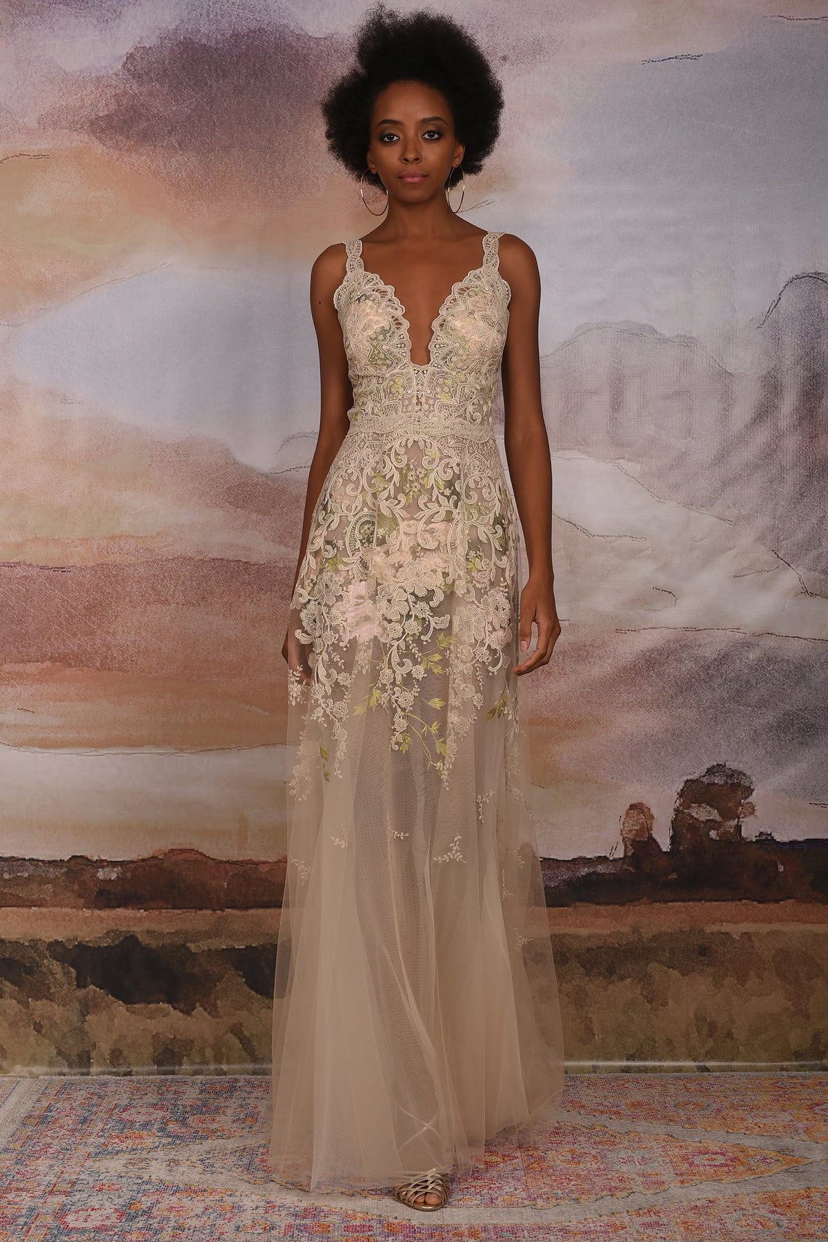 Desert Rose Wedding Dress  Luxurious Lace and Embroidery
