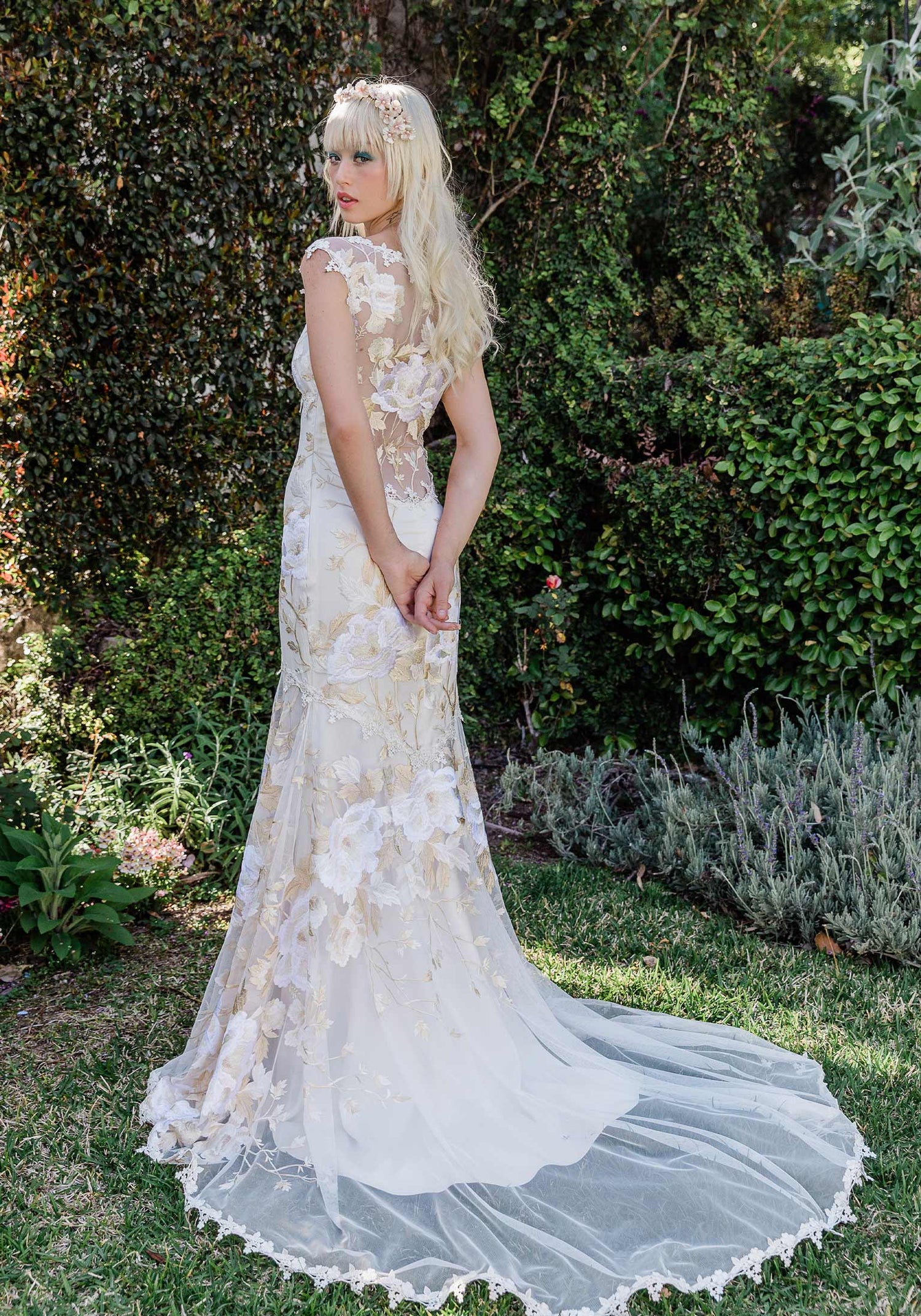 Full Length Back full Couture Designer Bridal Gown Claire Pettibone Design