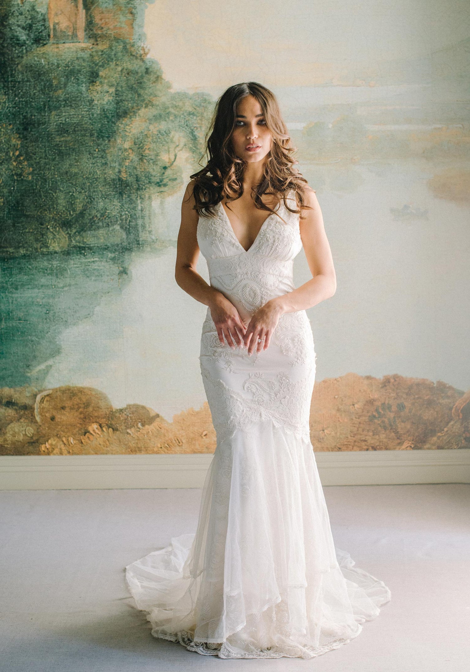 Marquise Champagne Tulle Wedding Dress