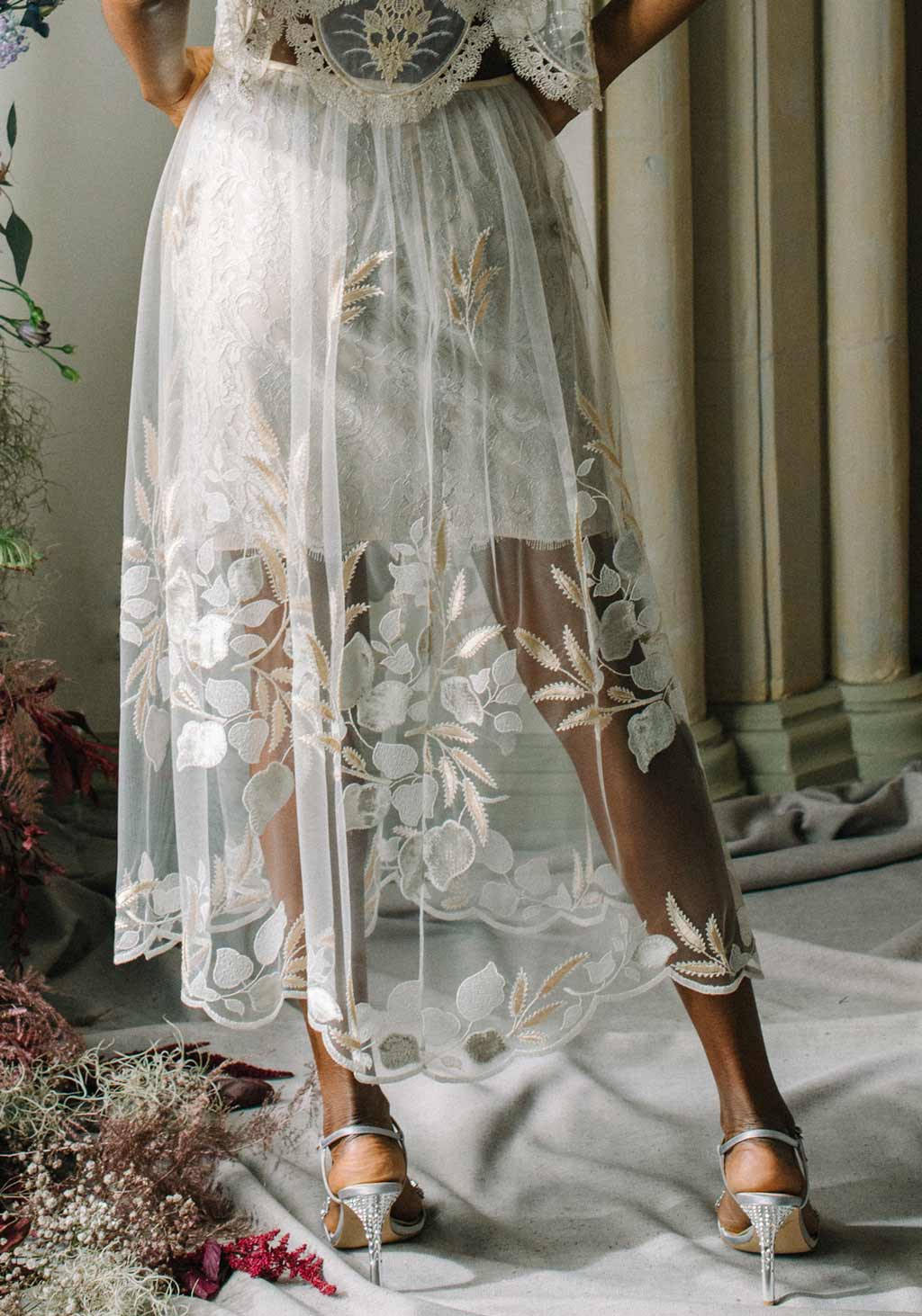 Nocturne Embroidered Lace Skirt Last Call