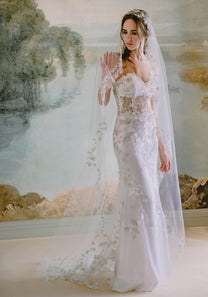 Odessa Peek-a-Boo Wedding Dress with Floral Detail – Claire Pettibone ...