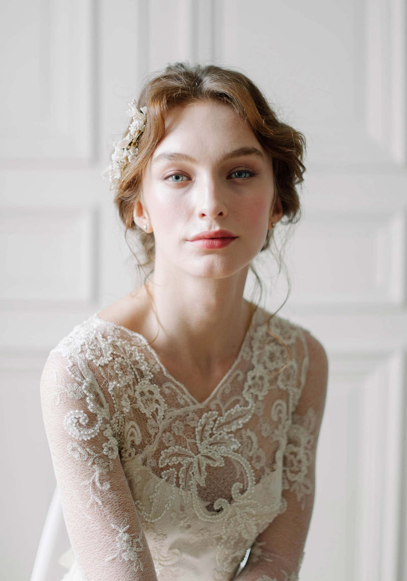 Pearle Long Sleeve Vintage style Wedding Gown with Fit and Flare style