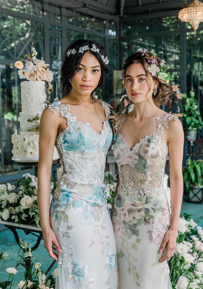 Odessa Blue and Peony Wedding Dresses Designed by Claire Pettibone