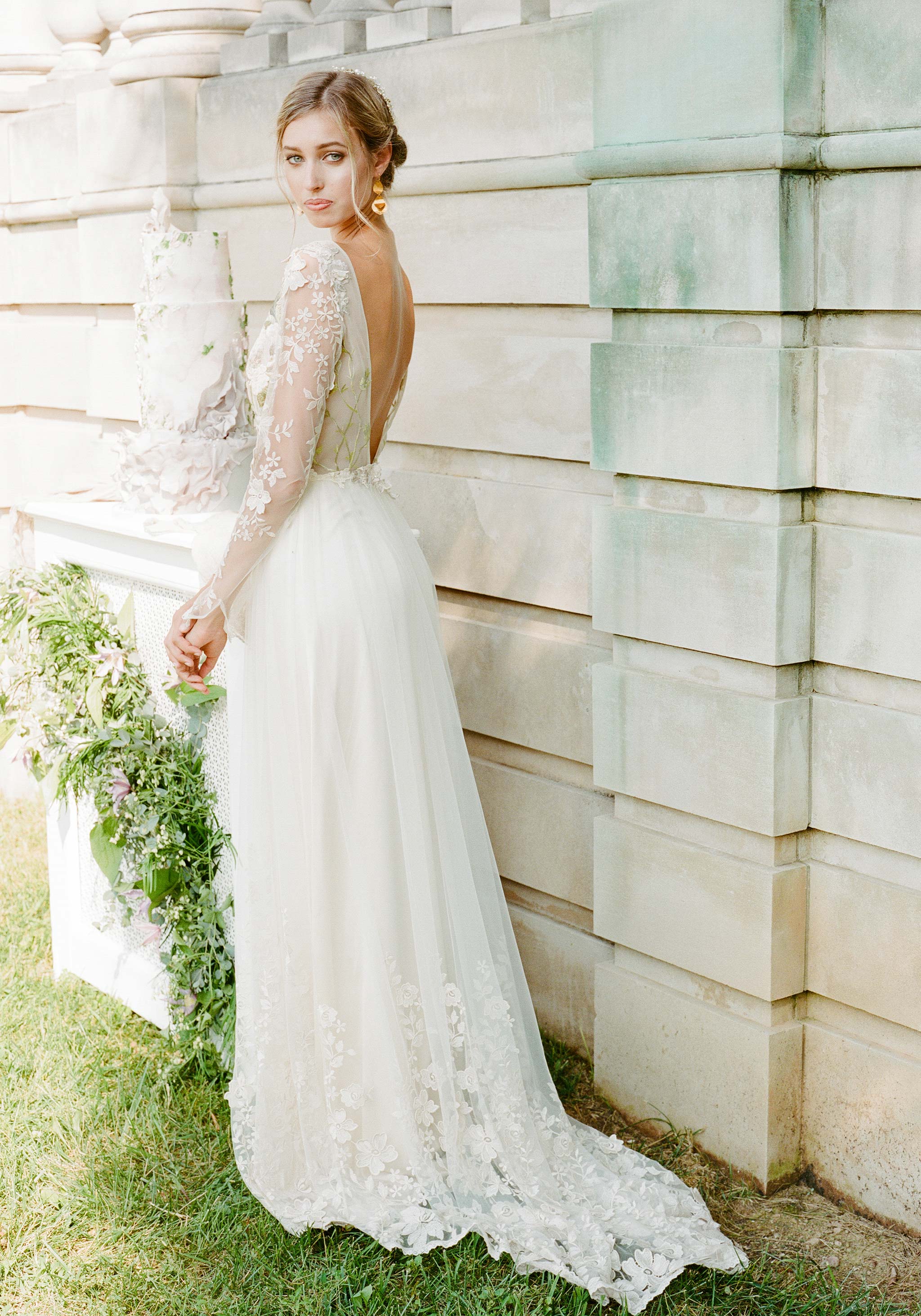 A-line Long Sleeve wedding dress Primavera 