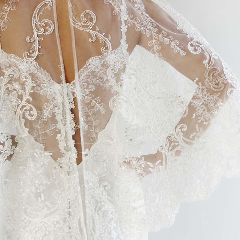 Monica Sheer & Lace Capelet | Wedding Shoulder Cape – Claire Pettibone ...