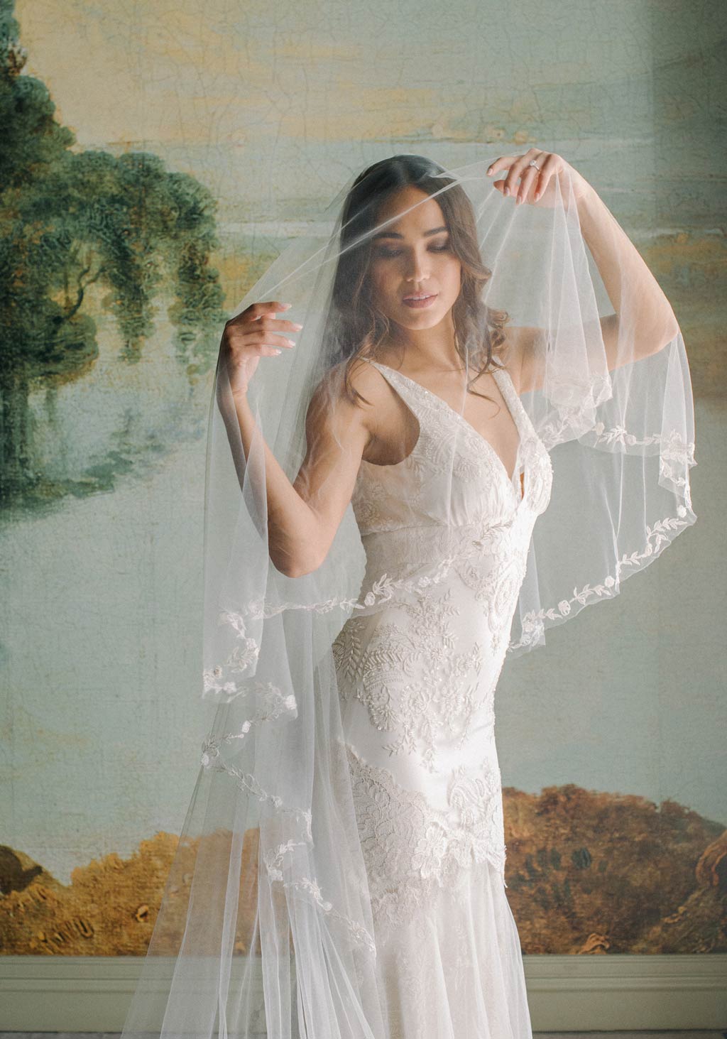 Claire Pettibone Accessories Butterfly Wedding Veil | Ivory Veil Cathedral Length Ivory / Classic Fingertip (44/112cm)