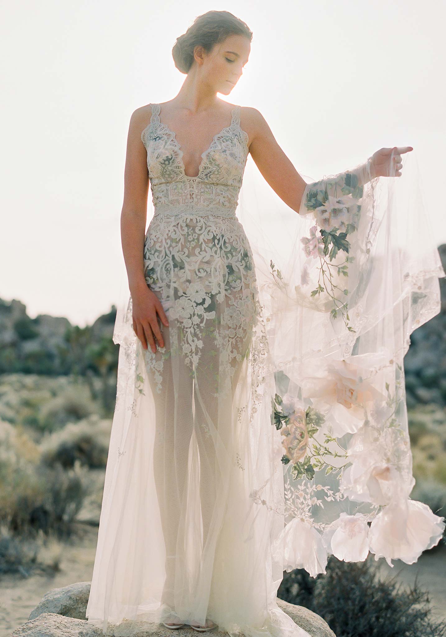 Tulle and Leaf Lace Wedding Dress | All Who Wander Wedding Dresses