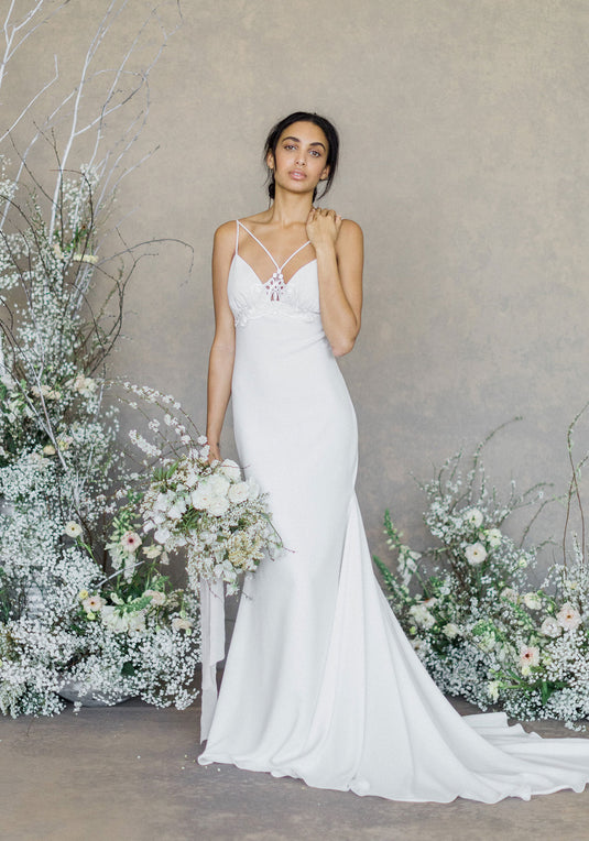 Lotus Spaghetti Strap Mermaid Wedding Dress | Claire Pettibone – Claire ...