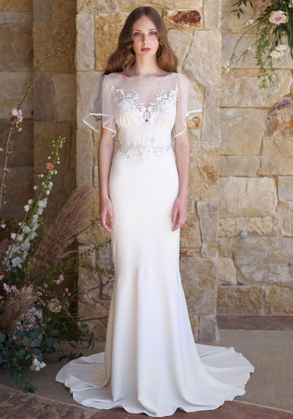 Belle Contrast Guipure Lace Mesh Tube Wedding Dress Without Veil - Price  Connection – Price Connection