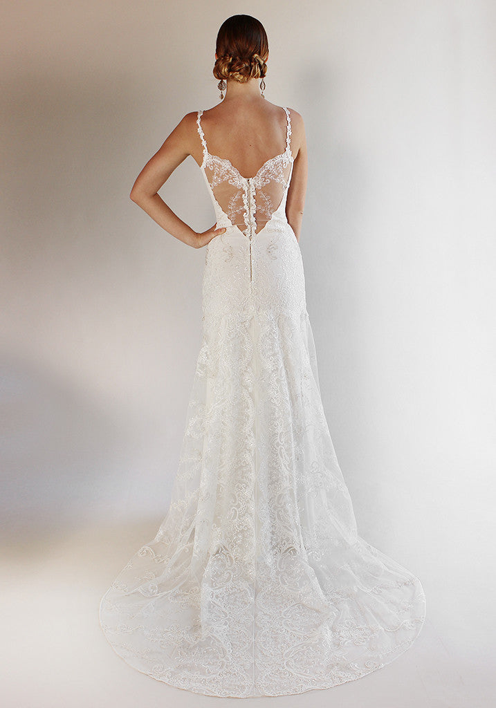 Santa Monica Embroidered Fit and Flare Wedding Gown Santa Monica Embroidered Fit and Flare Wedding Gown